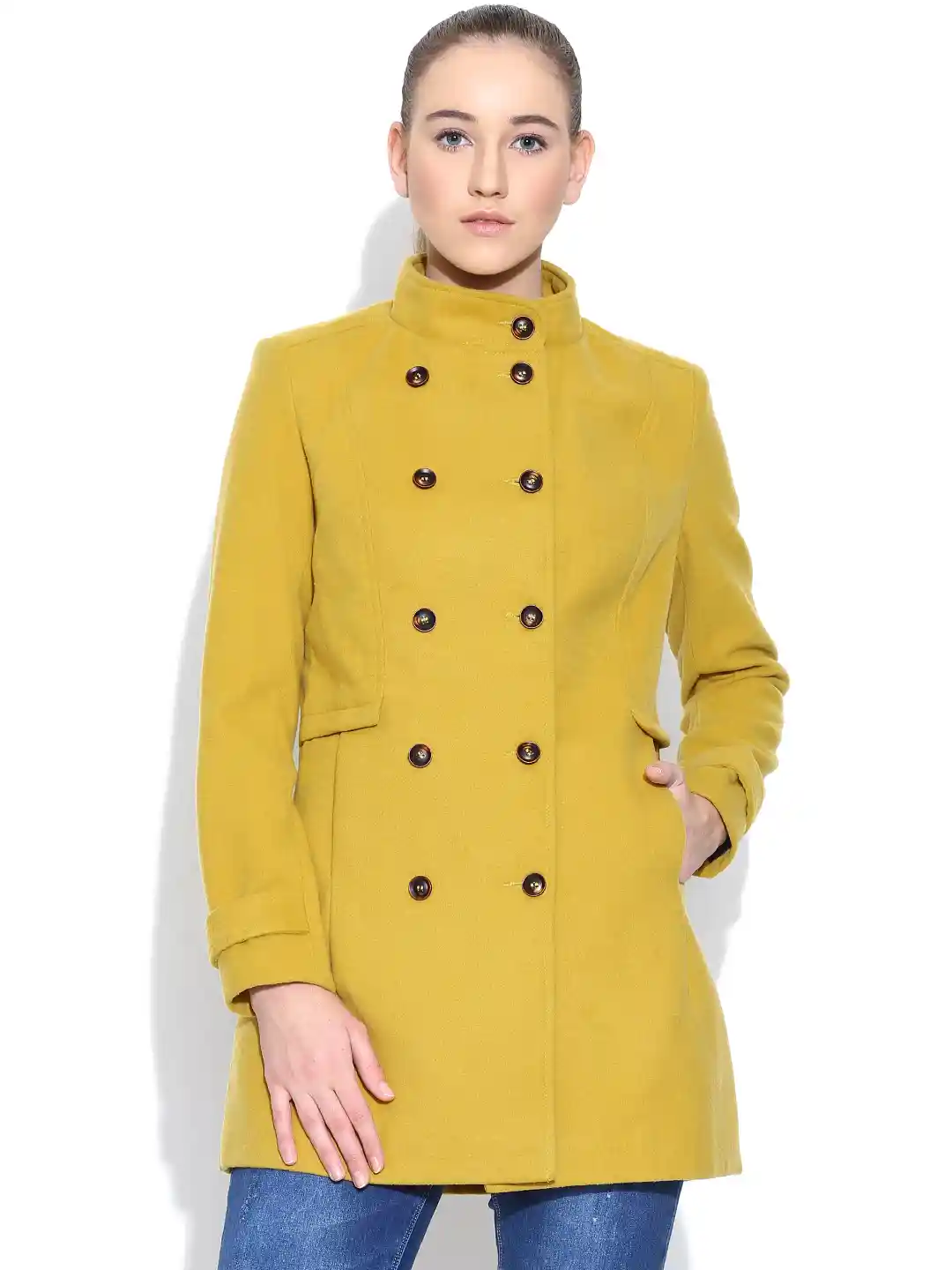 Buy Numero Uno Mustard Yellow Coat Coats for Women 1075140 Myntra