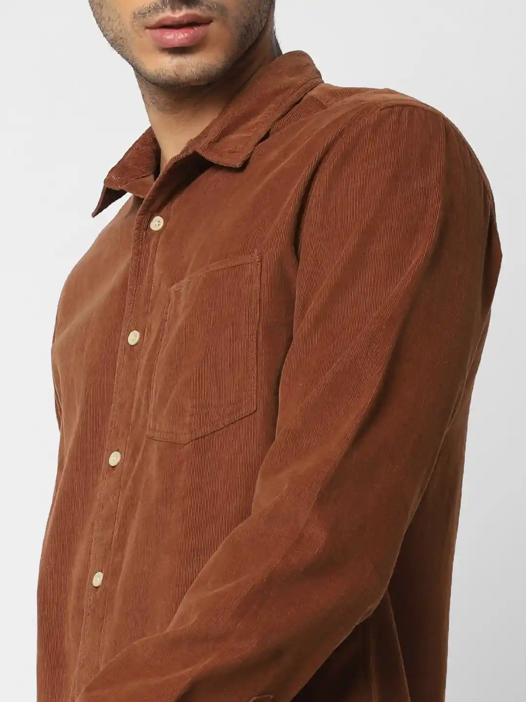 Buy Jack & Jones Men Brown Slim Fit Solid Casual Corduroy Shirt