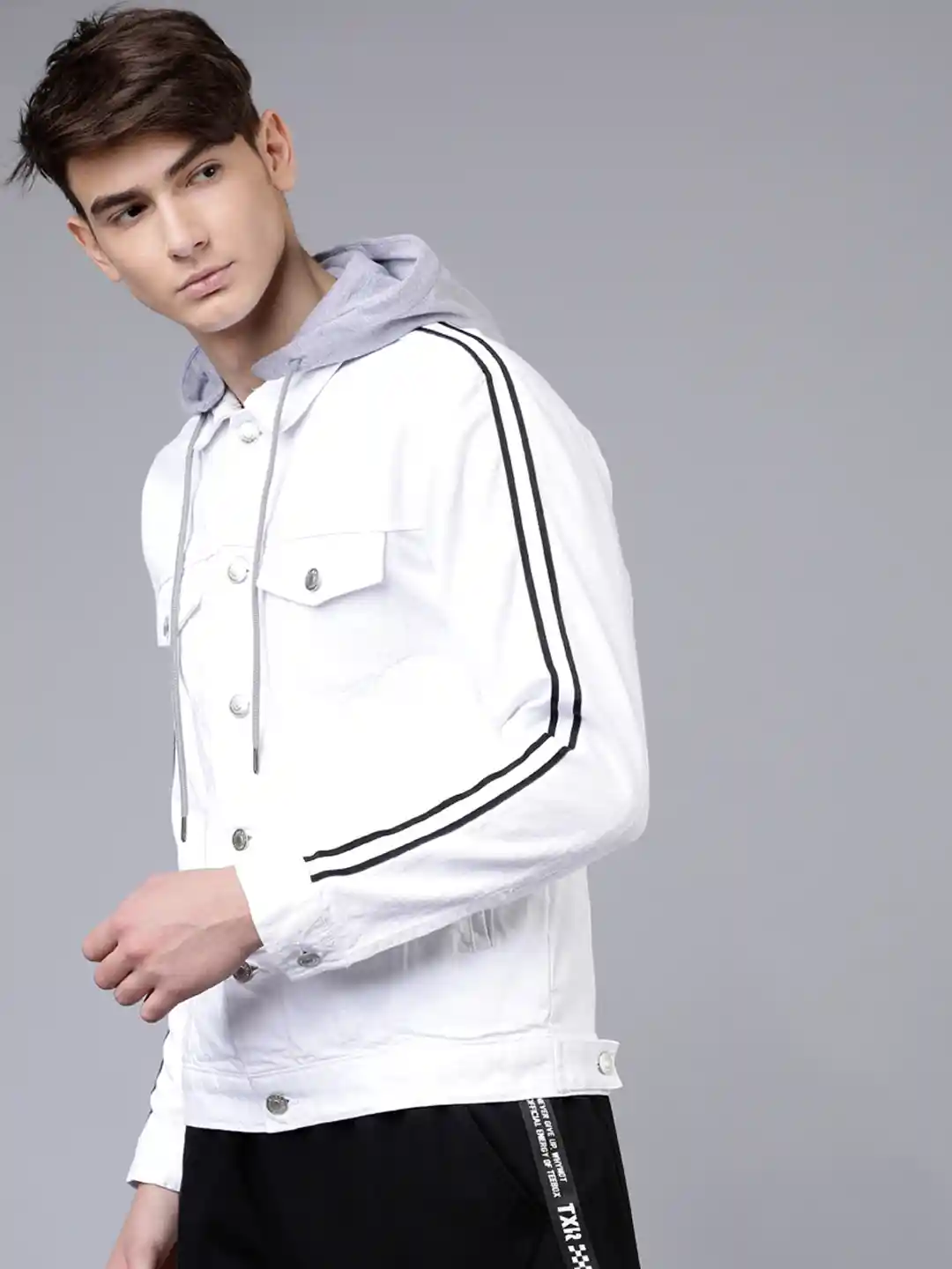 Buy HIGHLANDER Men White Solid Hooded Denim Jacket Jackets for