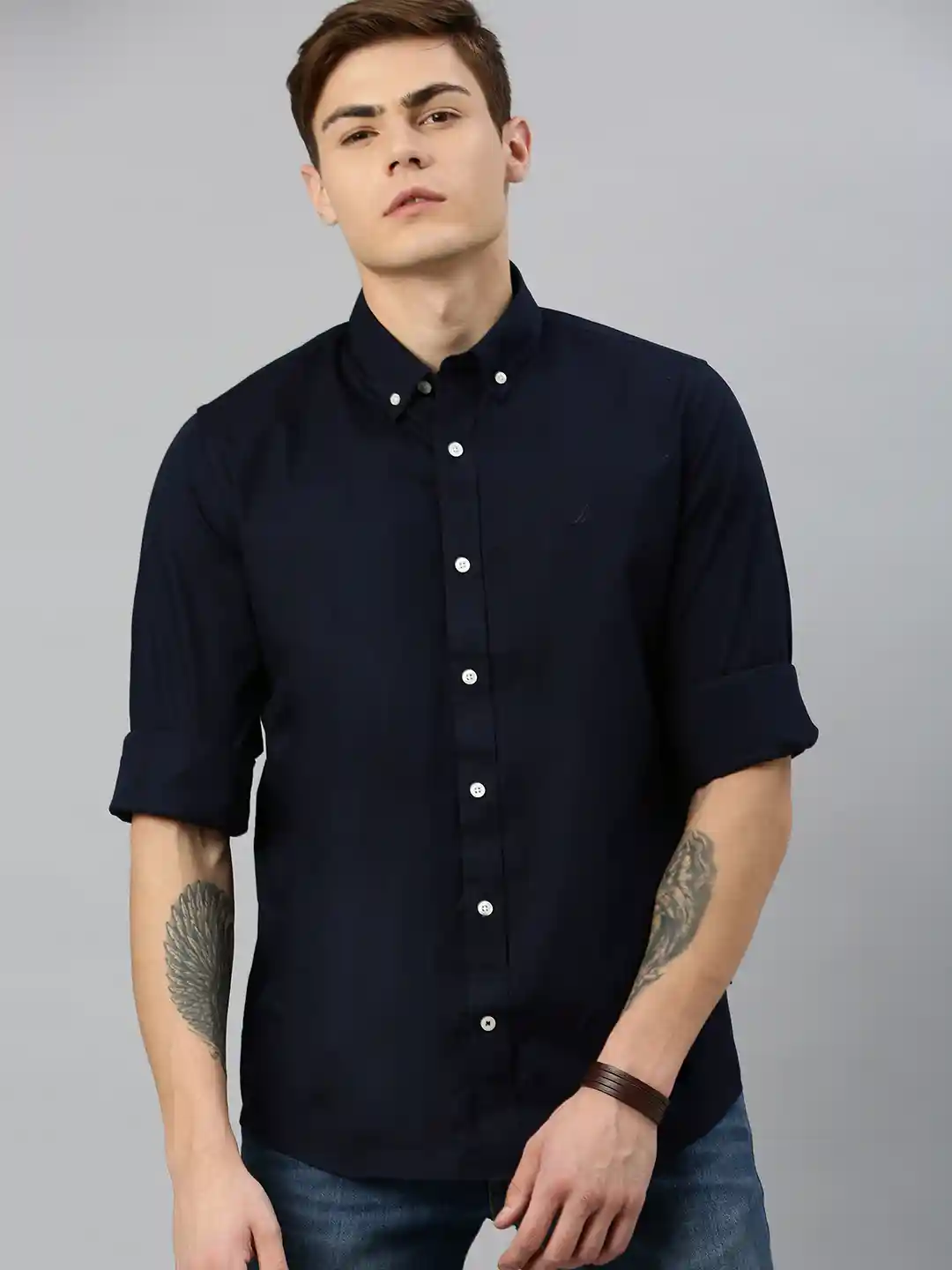 Nautica Men's Short Sleeve Oxford Shirt - Classic Fit, Solid Cotton Blend - View #5