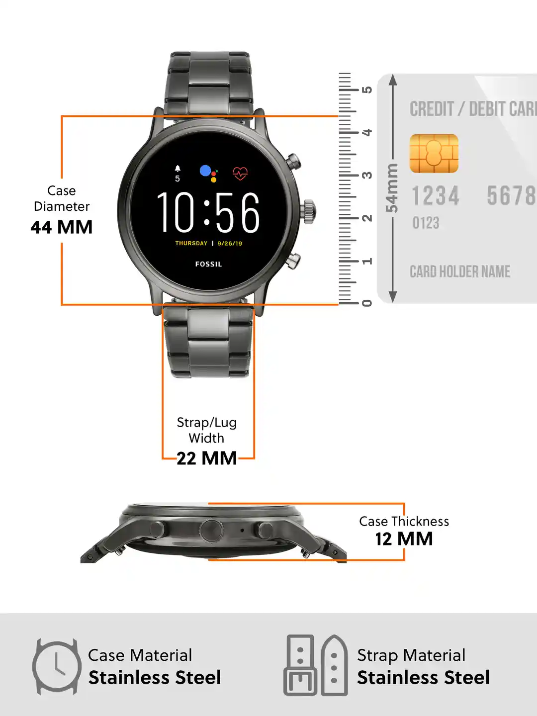 Buy Fossil Men Grey The Carlyle HR Gen Smartwatch FTW4024