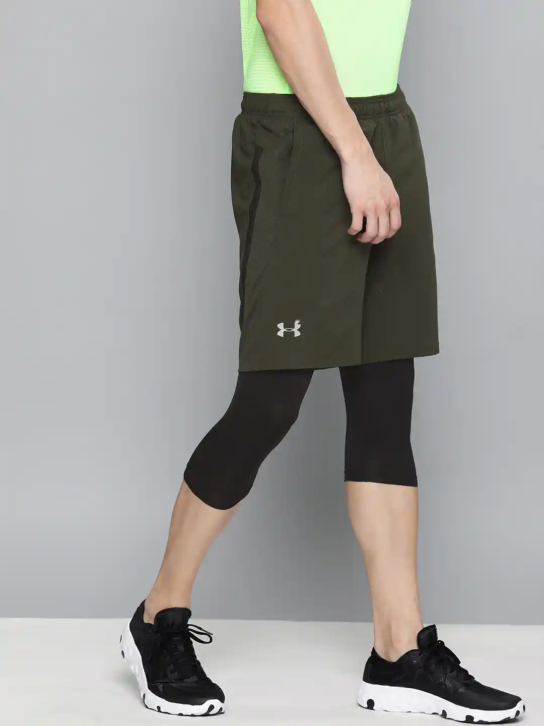 Buy UNDER ARMOUR Men Olive Green Solid Launch SW 2-in-1 Long