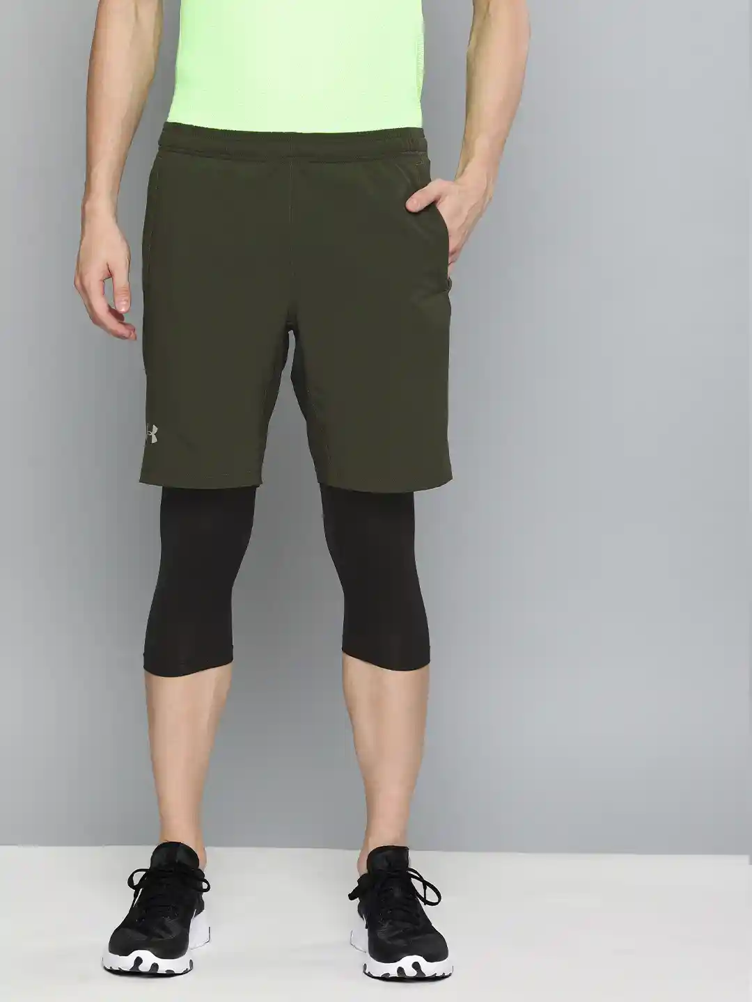 Buy UNDER ARMOUR Men Olive Green Solid Launch SW 2-in-1 Long