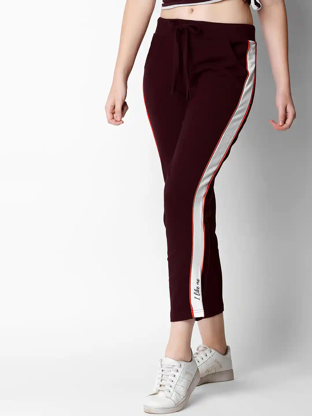Buy I like me Women Maroon Solid Slim Fit Joggers Track Pants