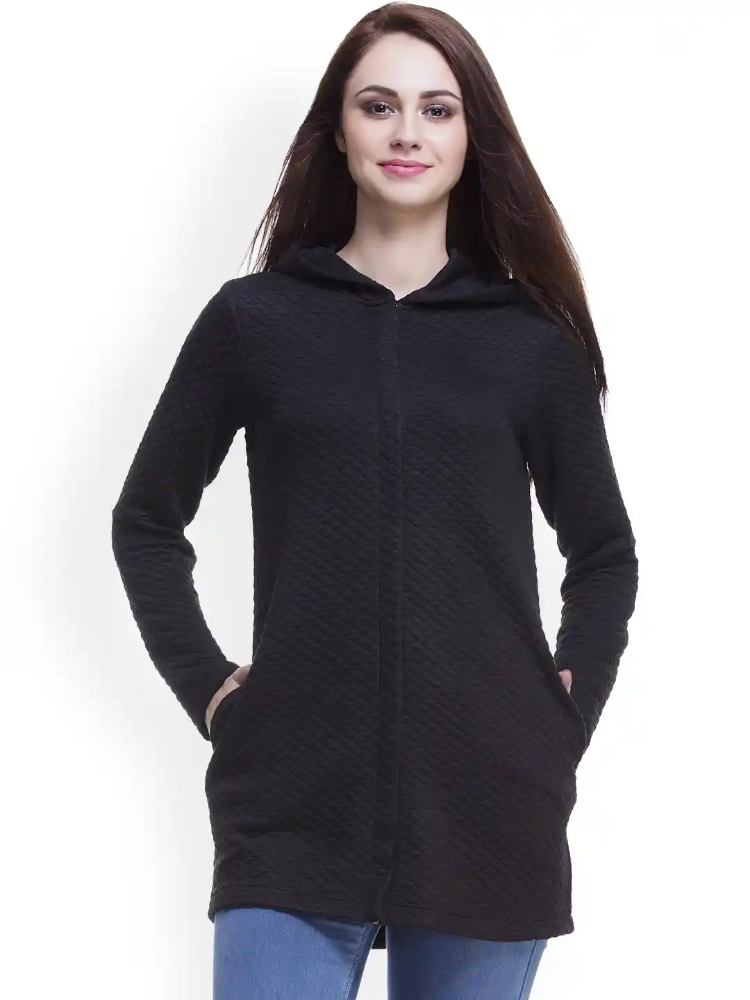 Buy FEMMELLA Black Hooded Quilted Jacket Jackets for Women