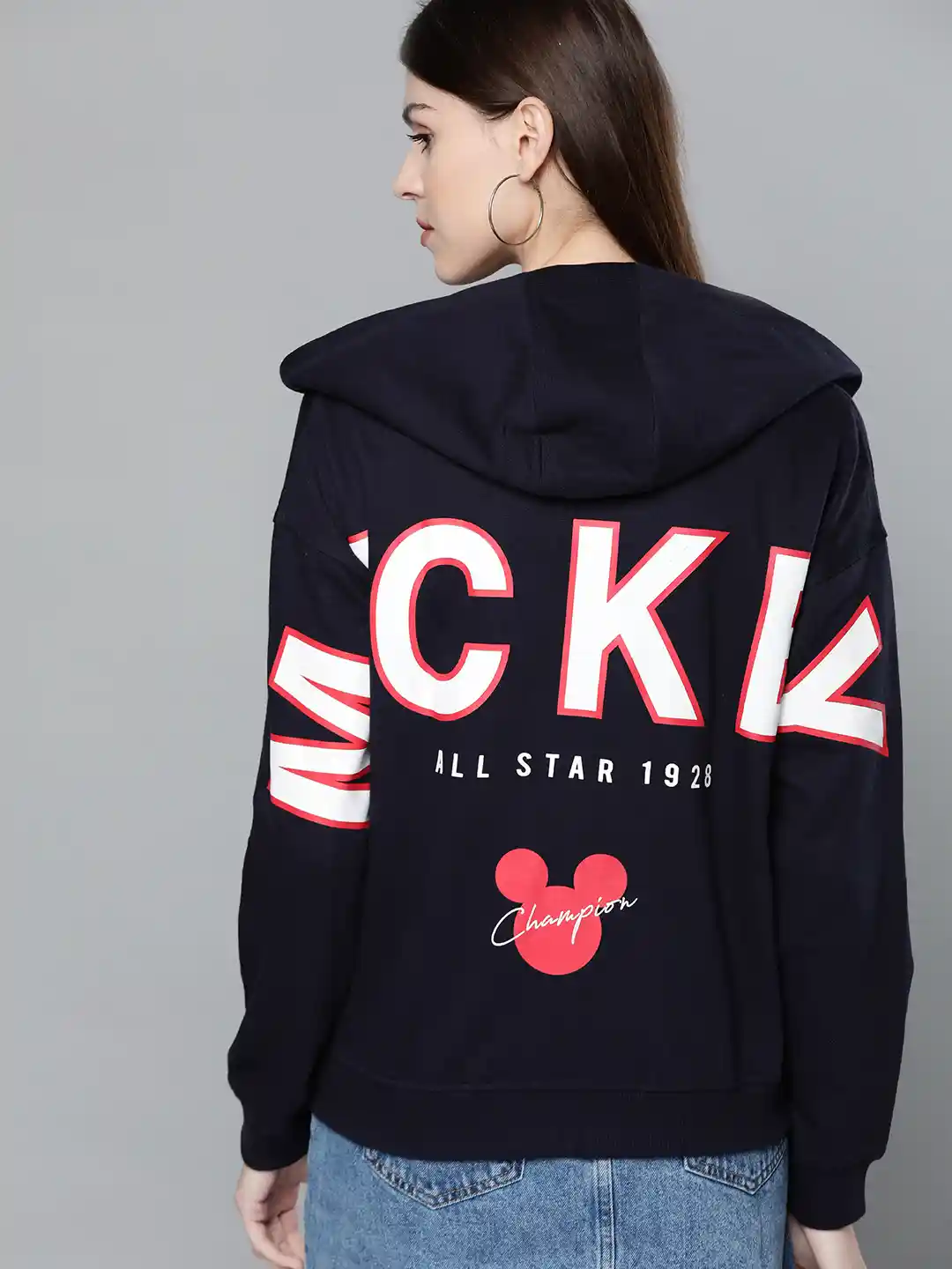 Buy Kook N Keech Disney Women Navy Blue Printed Back Hooded