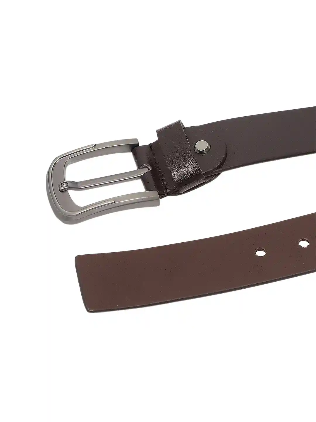 KARA Men's Faux Leather Brown Belt - Classic Pin Buckle, 38 Inch Length