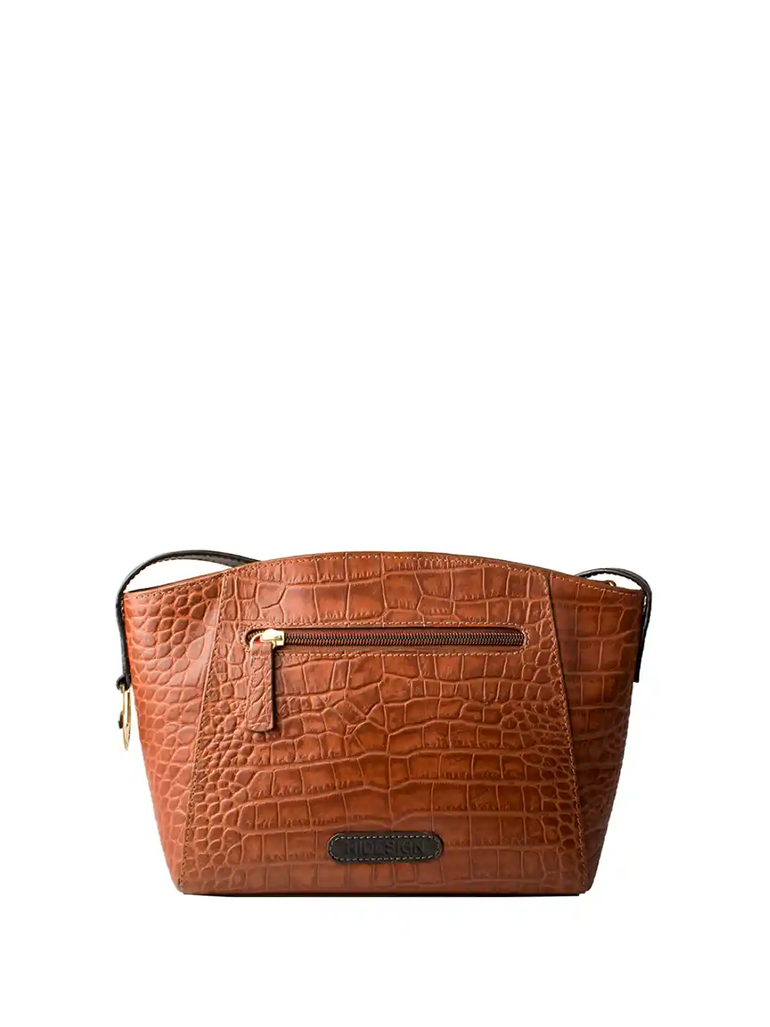 Buy Hidesign Tan Brown Crocodile Skin Textured Leather Sling Bag