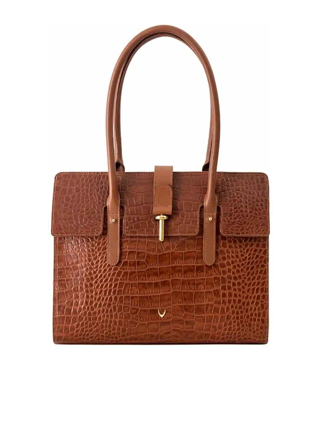 Buy Hidesign Tan Brown Crocodile Skin Textured Leather Shoulder