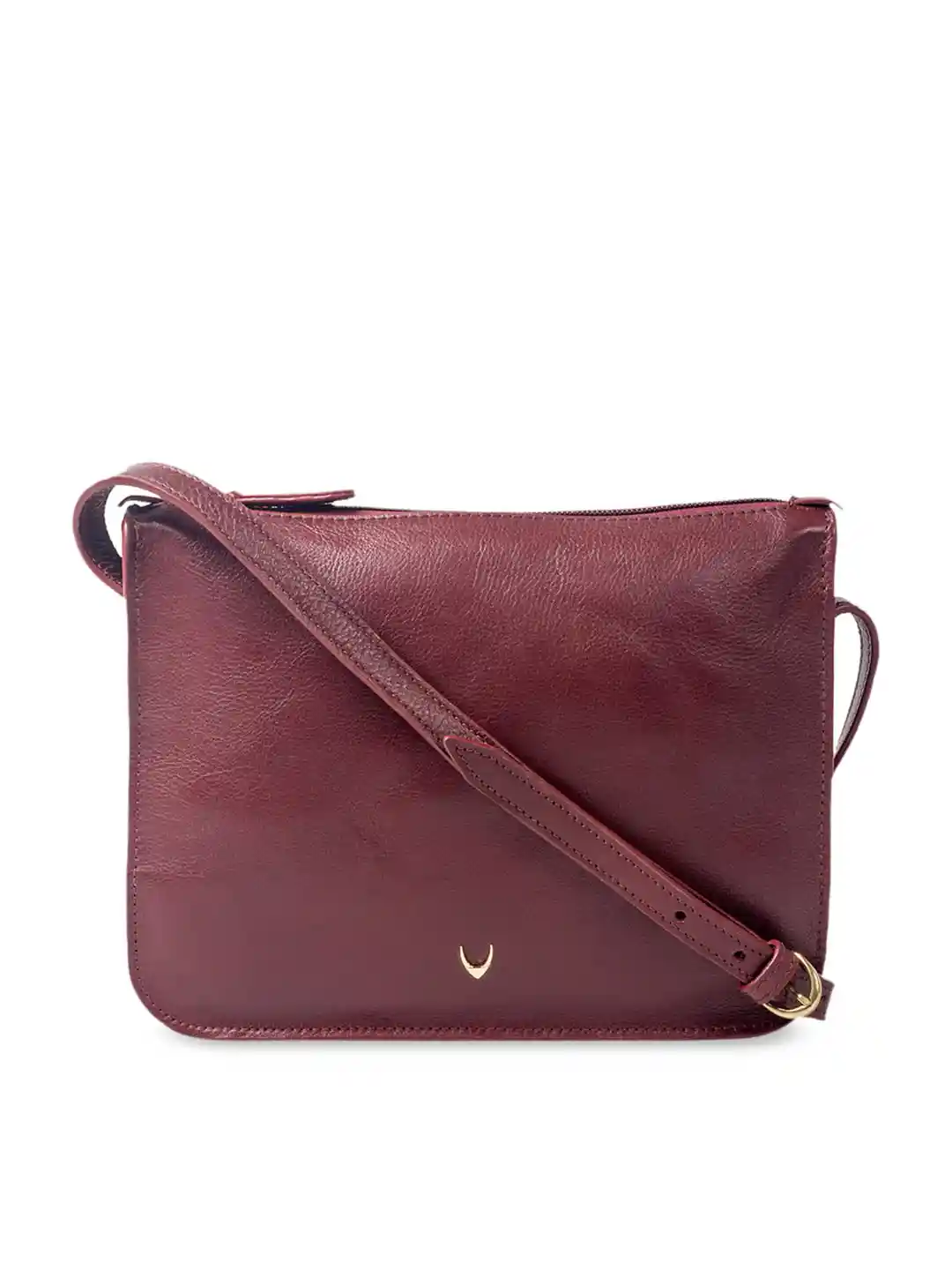 Buy Hidesign Burgundy Solid Leather Sling Bag Handbags for Women