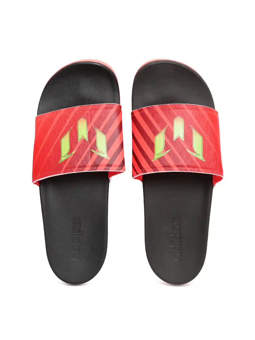 Buy ADIDAS Men Neon Orange Black Printed Adilette Messi Flip