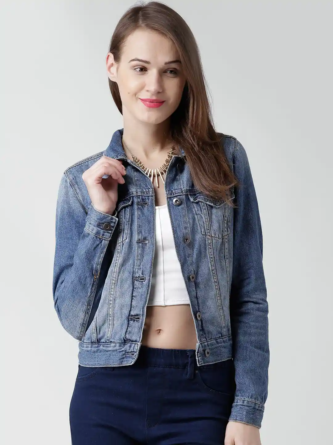 Womens Jacket Jeans Jacket Forever 21 FOREVER 21 Women Blue Washed