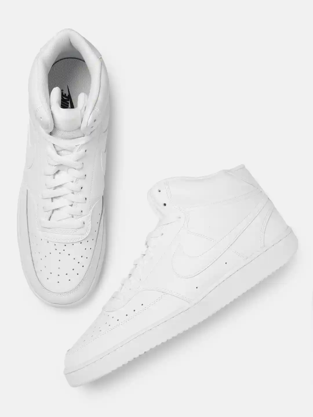 Buy Nike Men White Perforations COURT VISION Leather Mid-Top