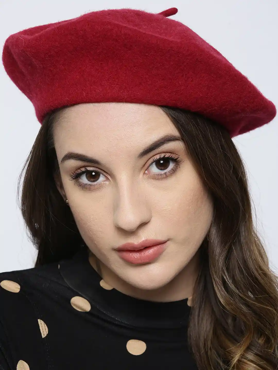 Buy SASSAFRAS Women Maroon Solid Woollen Felted Beret Hat Hat