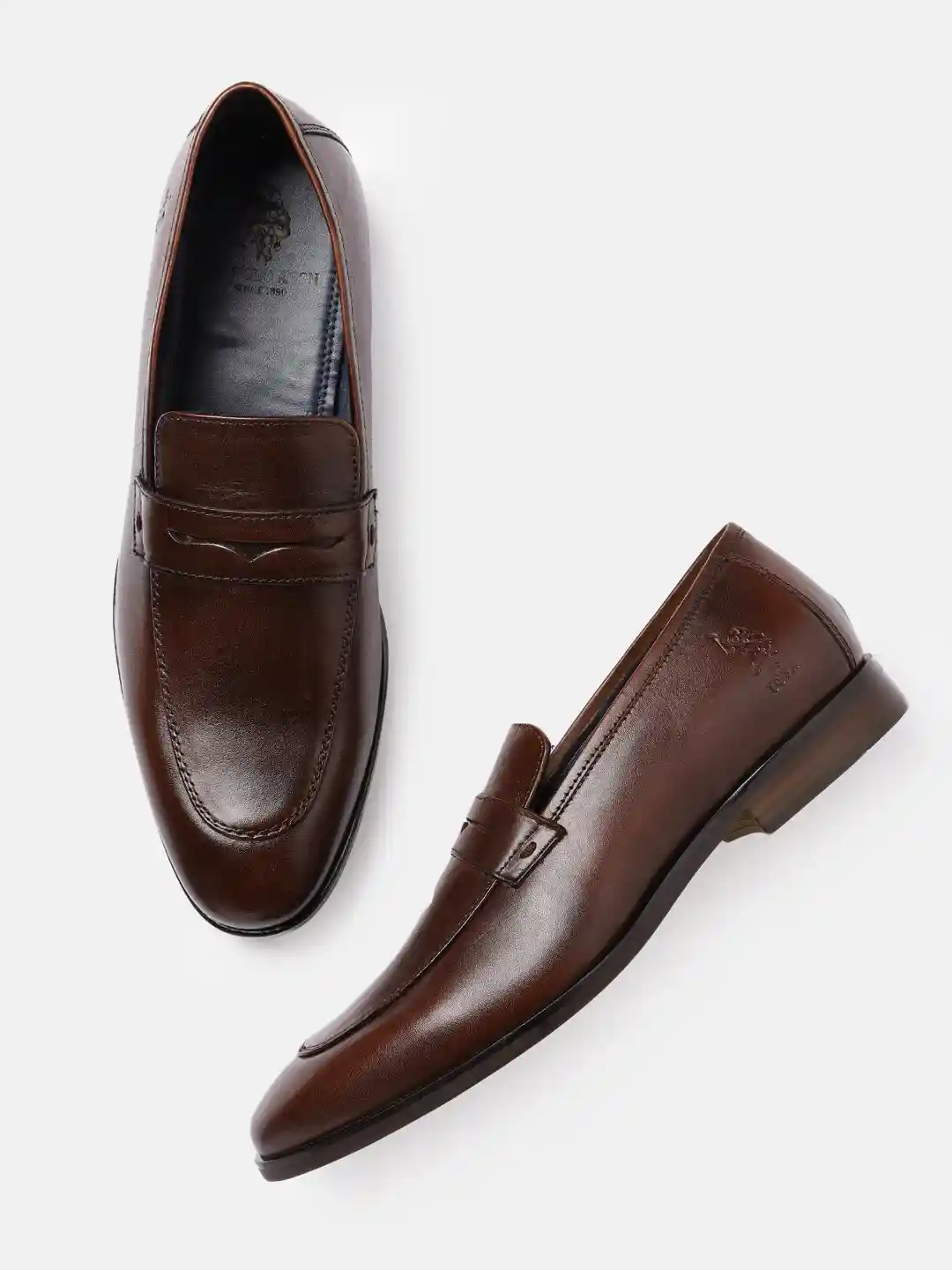 Buy Polo Men Burgundy Solid Semi-Formal Leather Slip-On