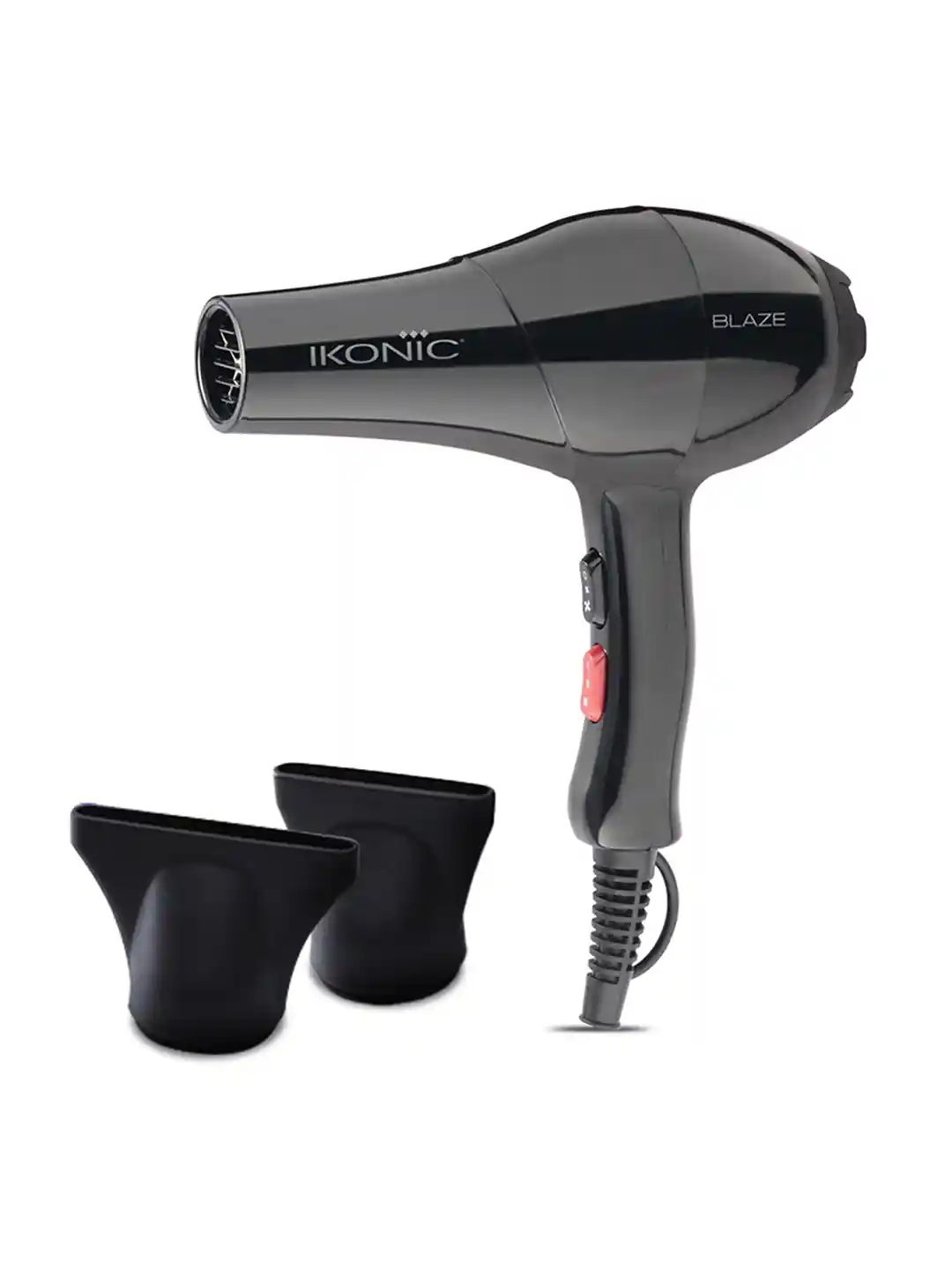 Ikonic Professional Blaze Hair Dryer AC Motor with Interchangeable  Nozzles Black