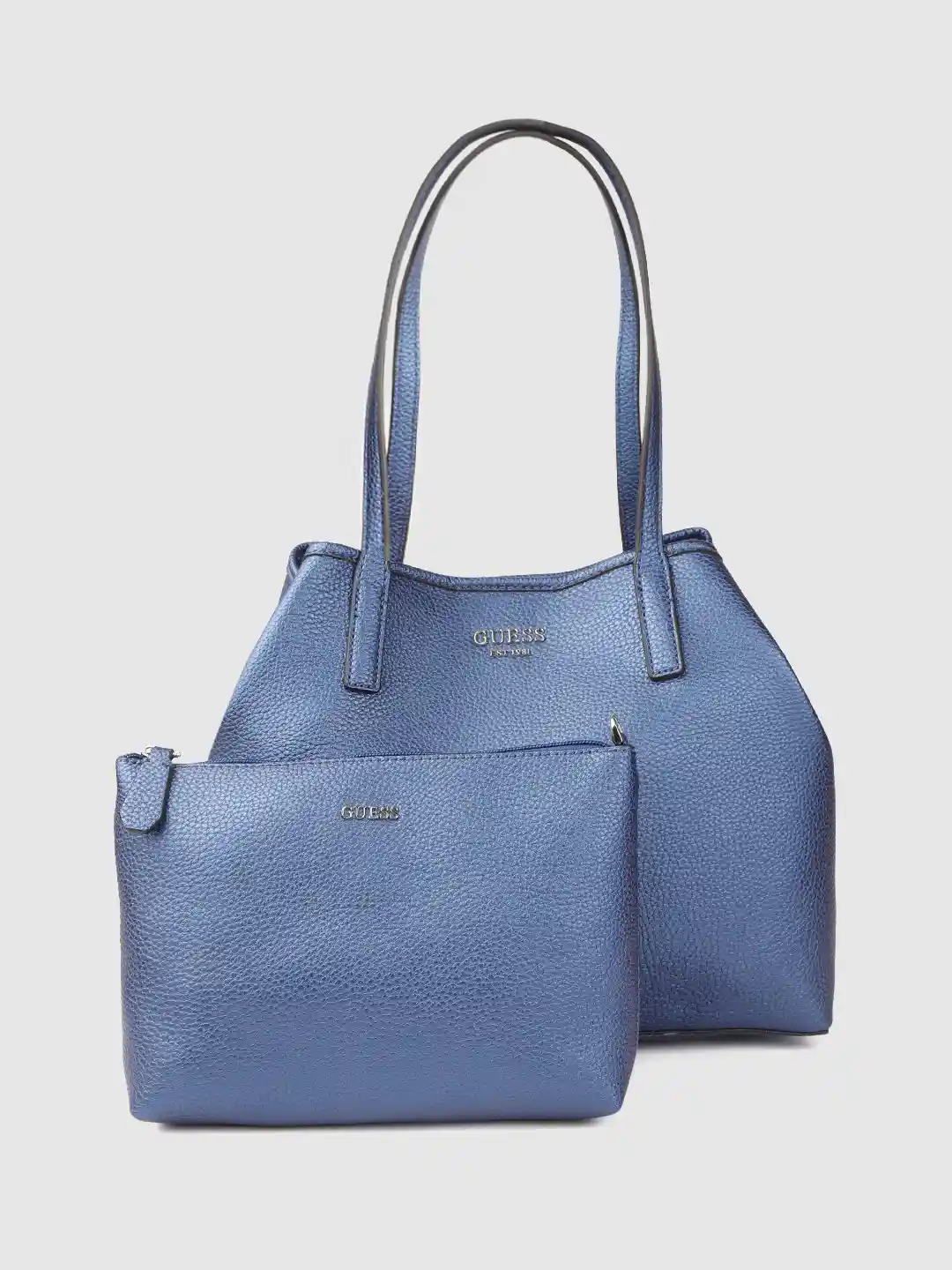 Buy GUESS Blue Solid Shoulder Bag with Pouch Handbags for Women