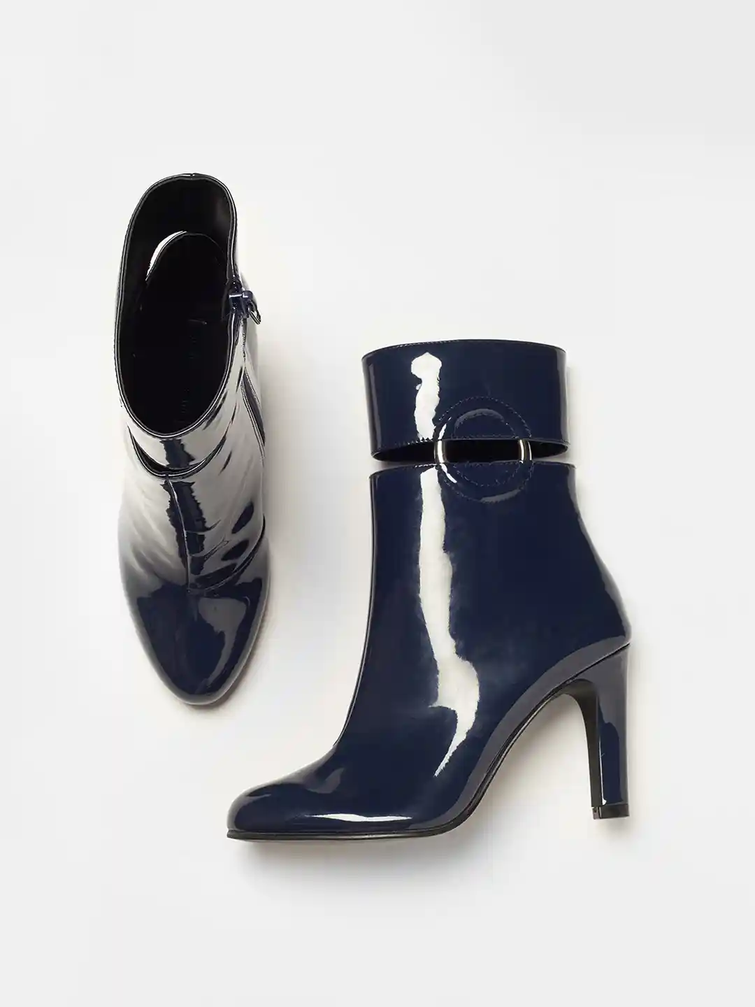 Myntra Navy Heeled Boots CHARLES KEITH Women Blue Solid Heeled Boots