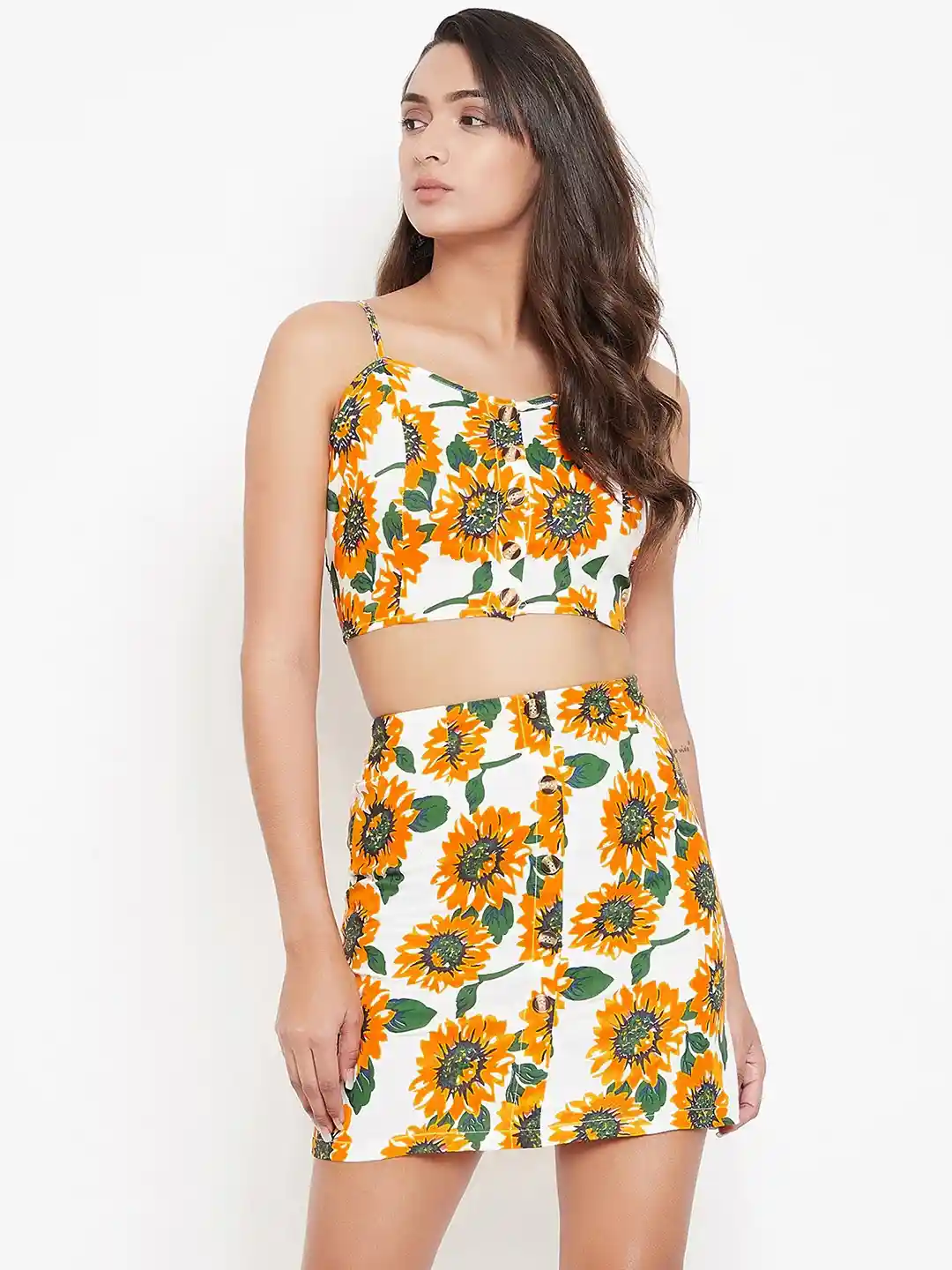 Buy Berrylush Women Tropical Floral Fitted Crop Top Mini Skirt
