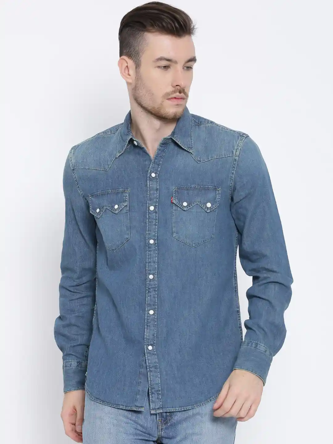 Buy Levis Blue Slim Fit Denim Shirt Shirts for Men 1118177 Myntra