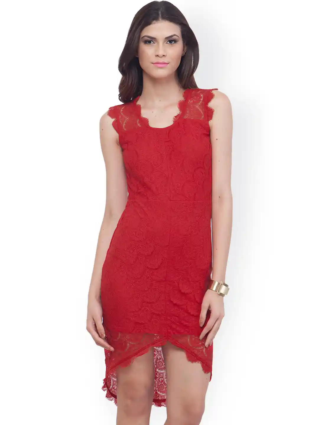 Buy FabAlley Red Lace High-Low Hem Bodycon Dress Dresses for
