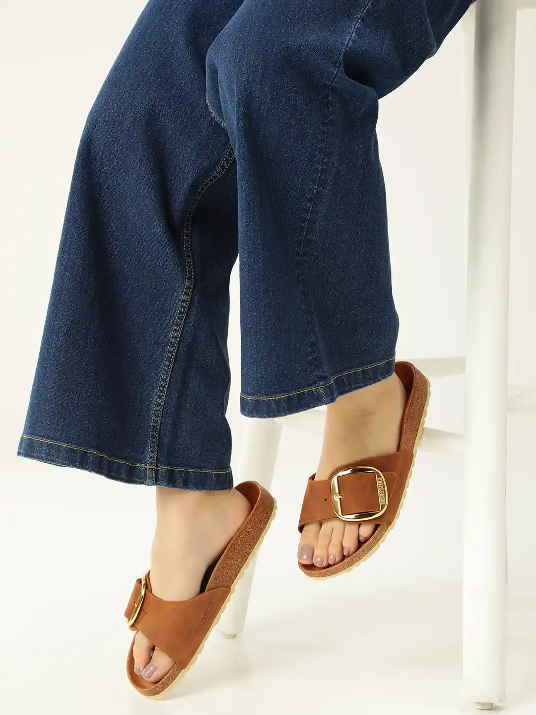 Birkenstock Madrid Big Buckle Cognac Narrow Width Oiled Leather One-Strap  Sandals