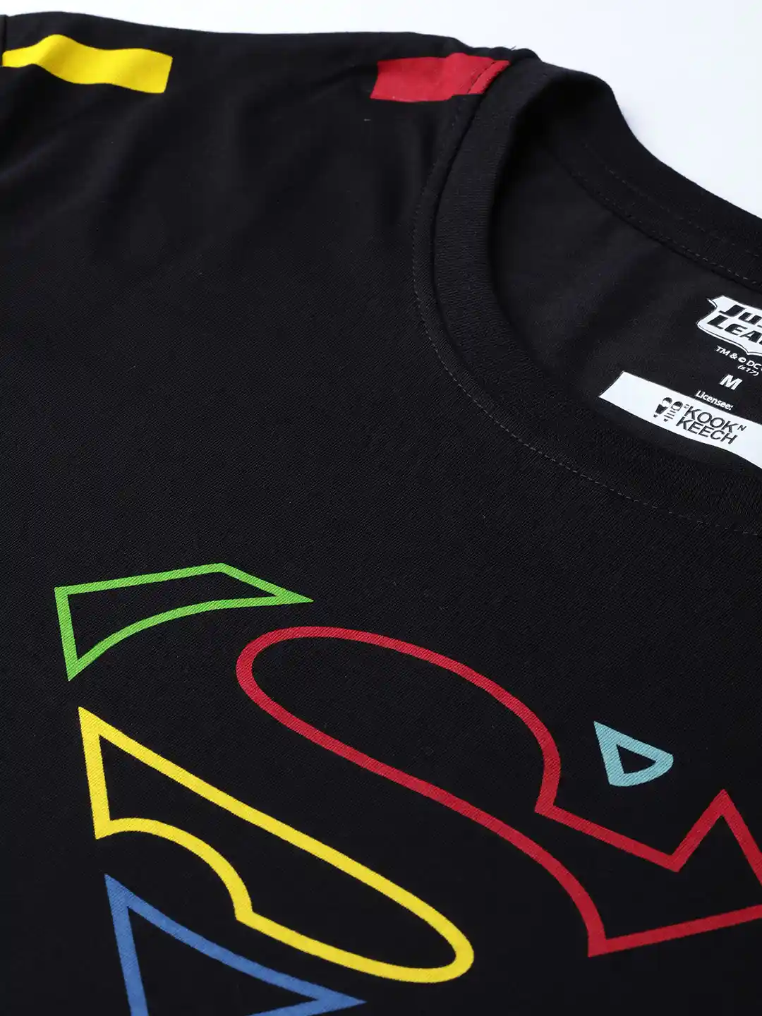 Buy Justice League Men Black Superman Printed Round Neck Pure