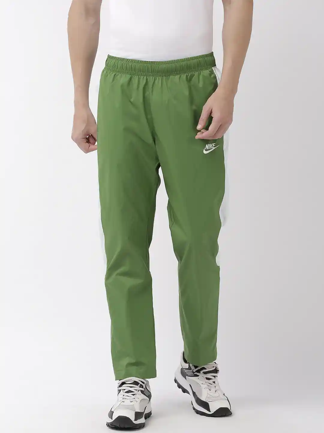 Buy Nike Men Green Solid Straight Fit AS M NSW OH WVN CORE Track
