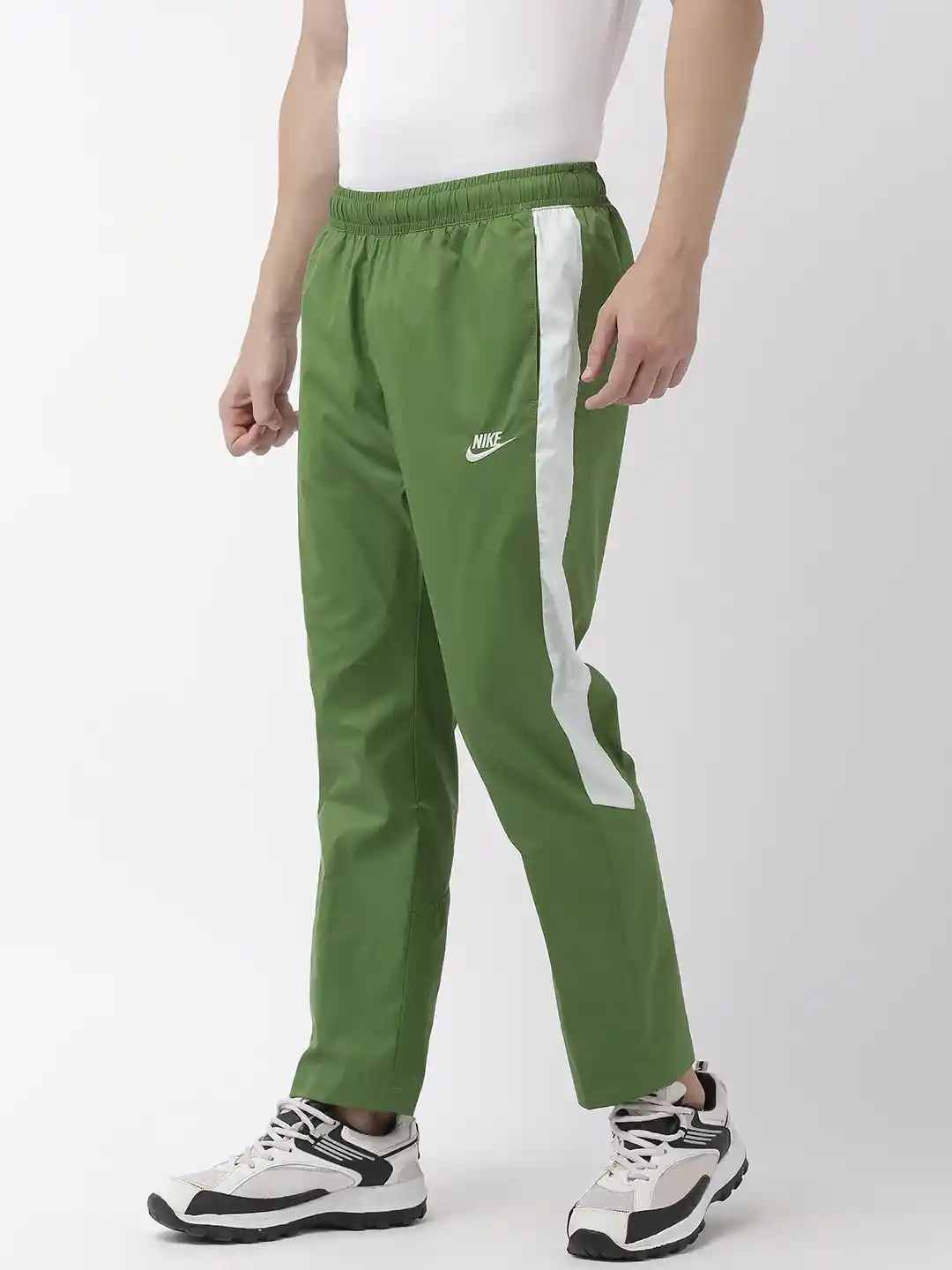 Buy Nike Men Green Solid Straight Fit AS M NSW OH WVN CORE Track