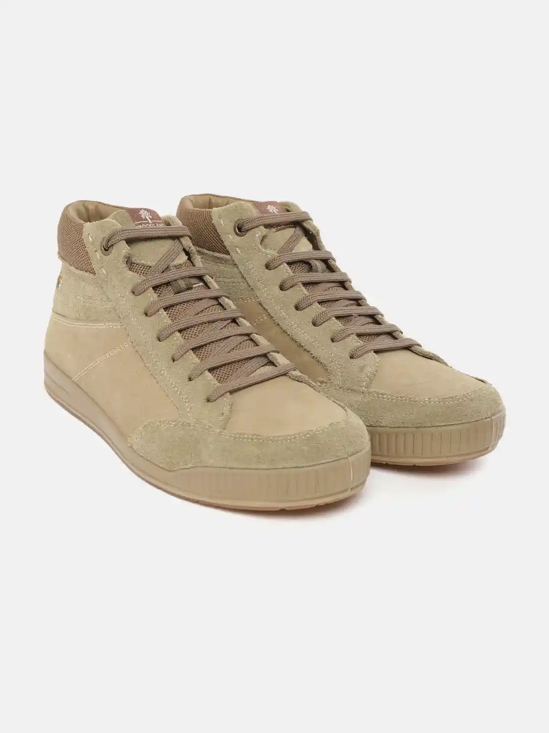 Buy Woodland Men Khaki Olive Green Solid Nubuck Mid-Top Wide Fit