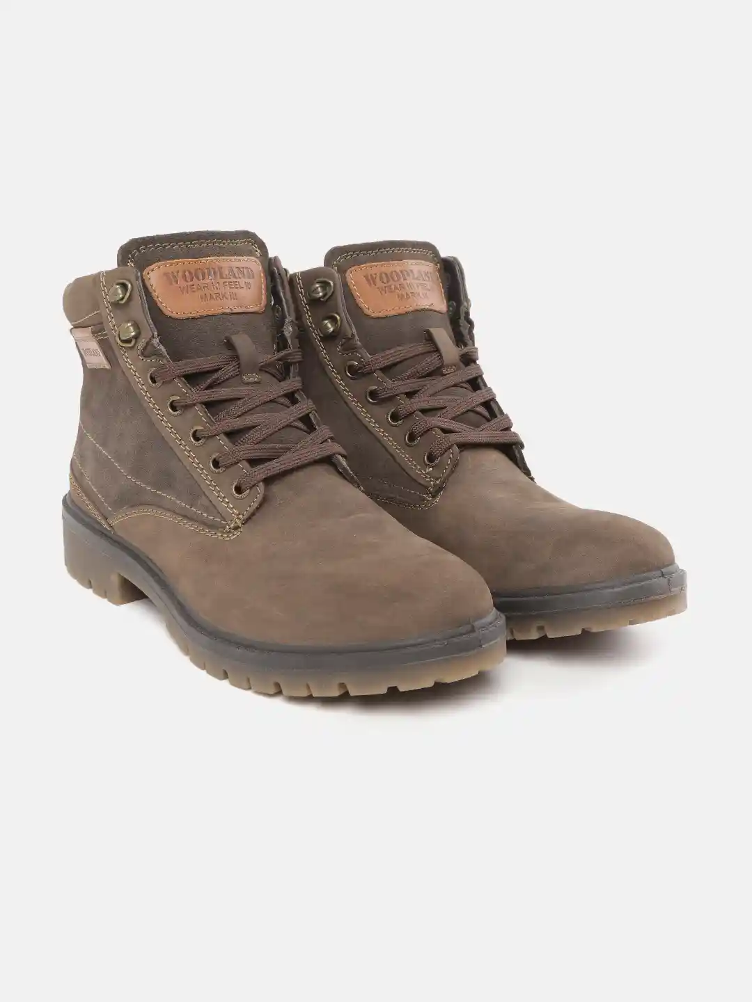 Buy Woodland Men Coffee Brown Solid Nubuck Mid-Top Wide Fit Flat