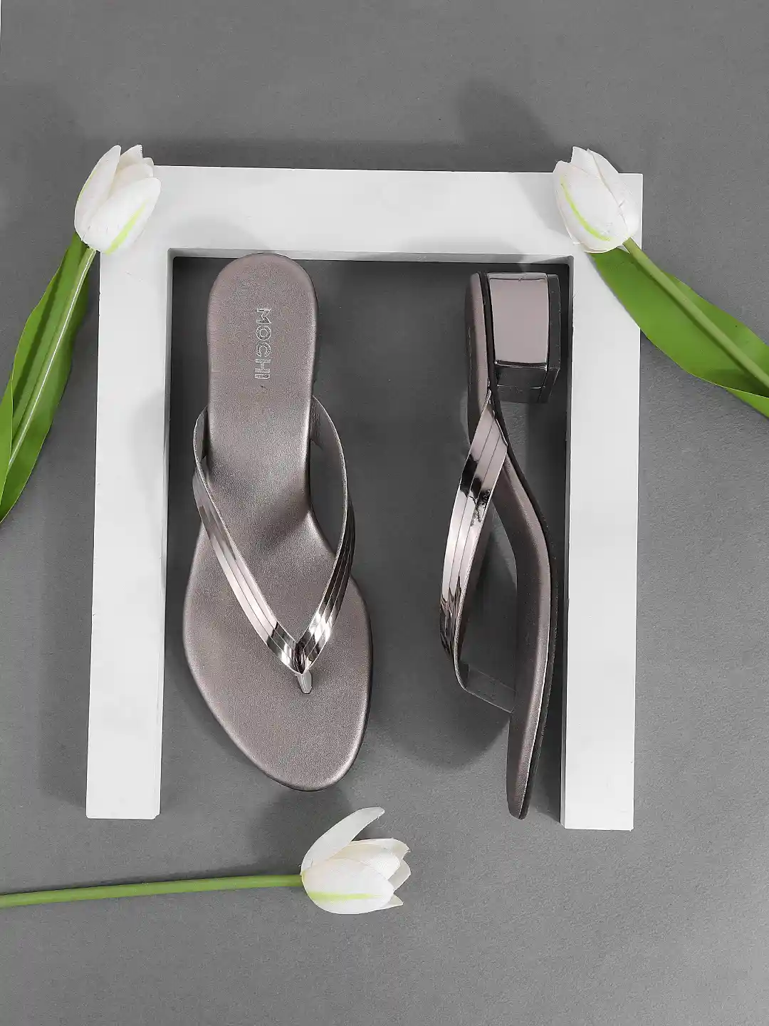 Buy Mochi Women Gun Metal Grey Solid Sandals Heels for Women