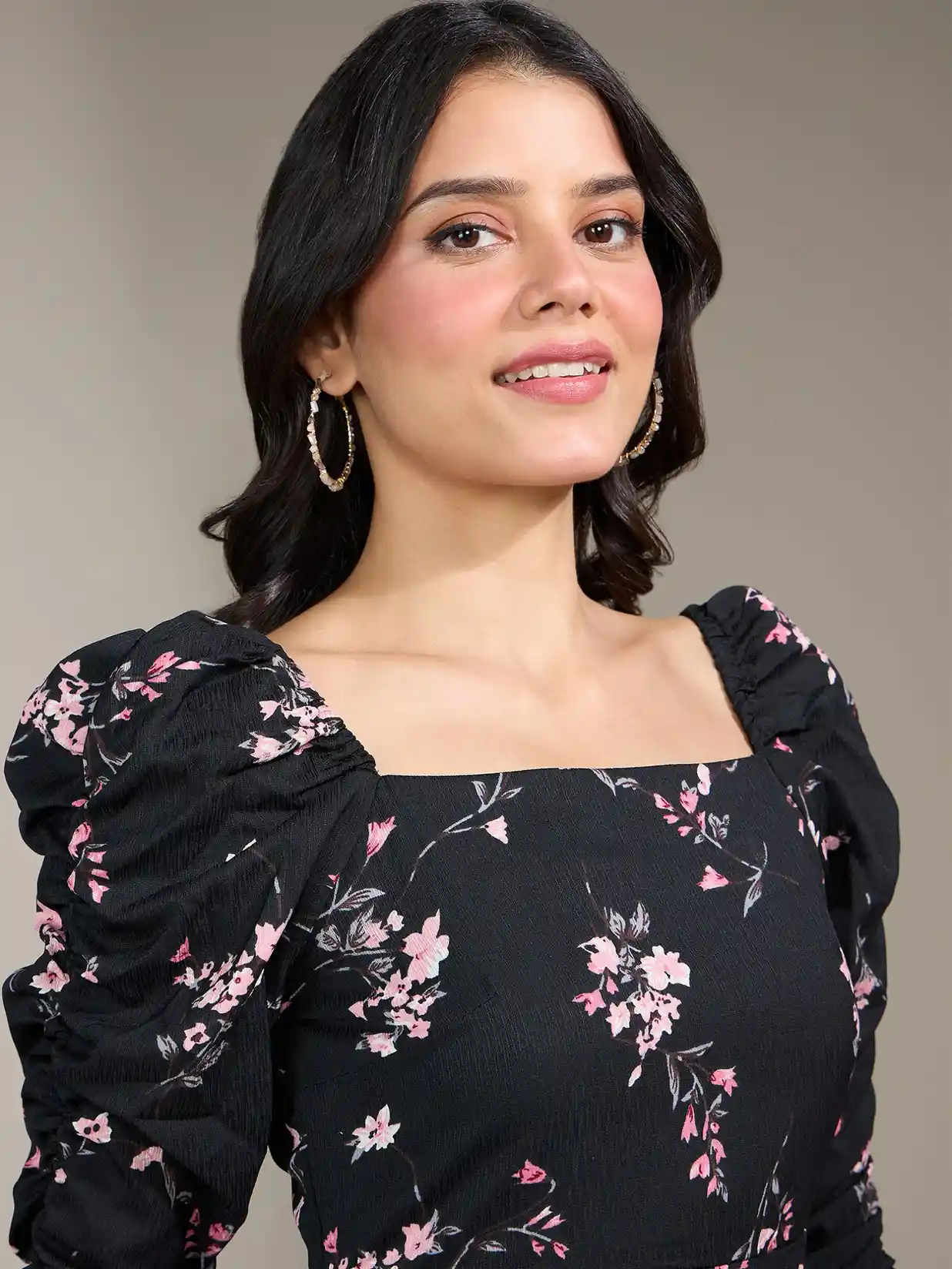 Buy 20Dresses Black Pink Floral Printed A-Line Dress Dresses