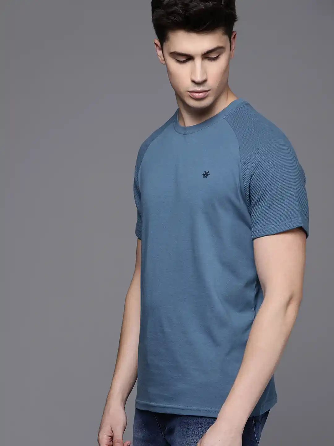 Buy WROGN Men Blue Slim Fit Cotton T-shirt Tshirts for Men
