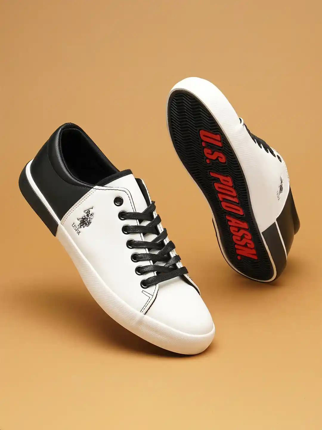 Buy Polo Men White Black Colourblocked PANAL Sneakers