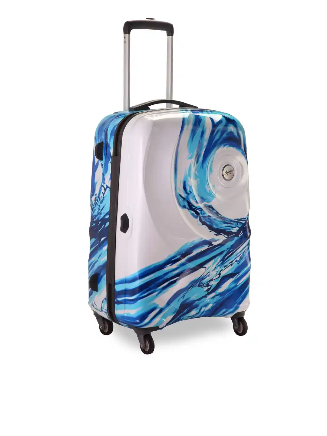 Buy Skybags Unisex White Blue Printed Medium Trolley Suitcase