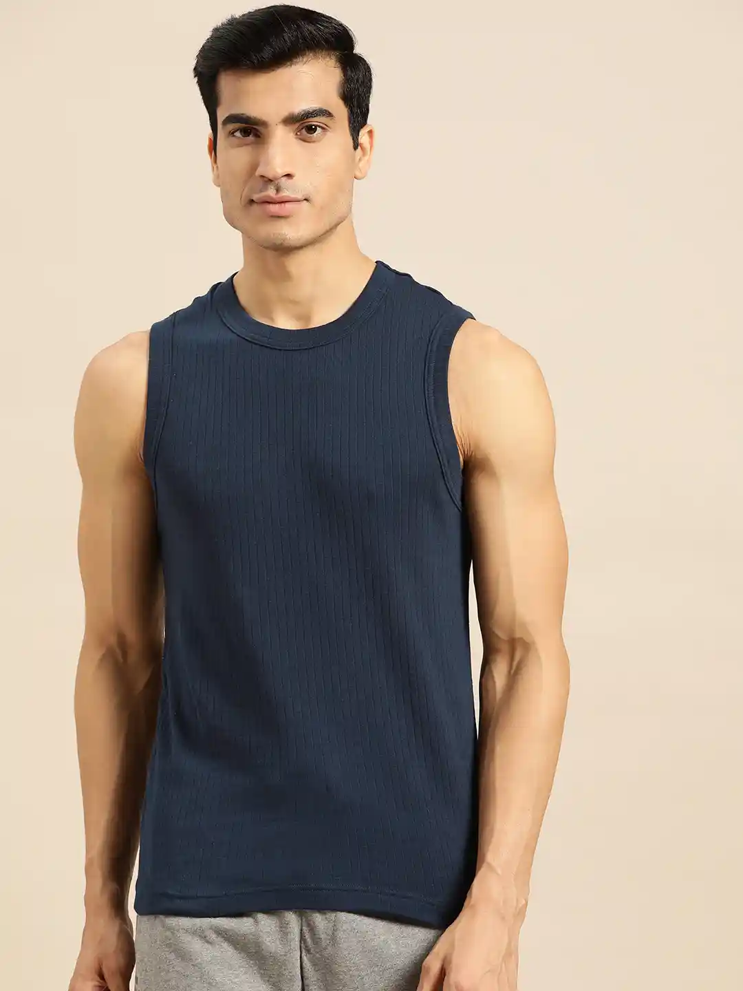 Buy Jockey Men Navy Blue Ribbed Innerwear Vest Innerwear Vests