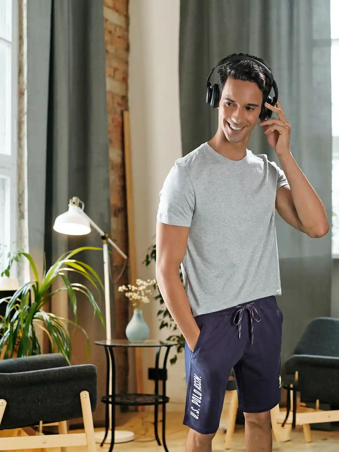 Polo Men Navy Blue Solid Lounge Shorts I677-195-PL