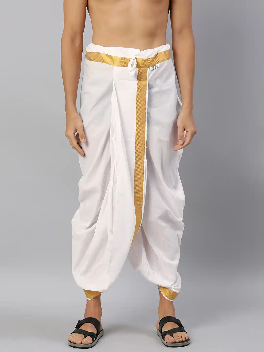 Buy Ramraj Men White Solid Ready Made Panchakacham Dhoti with