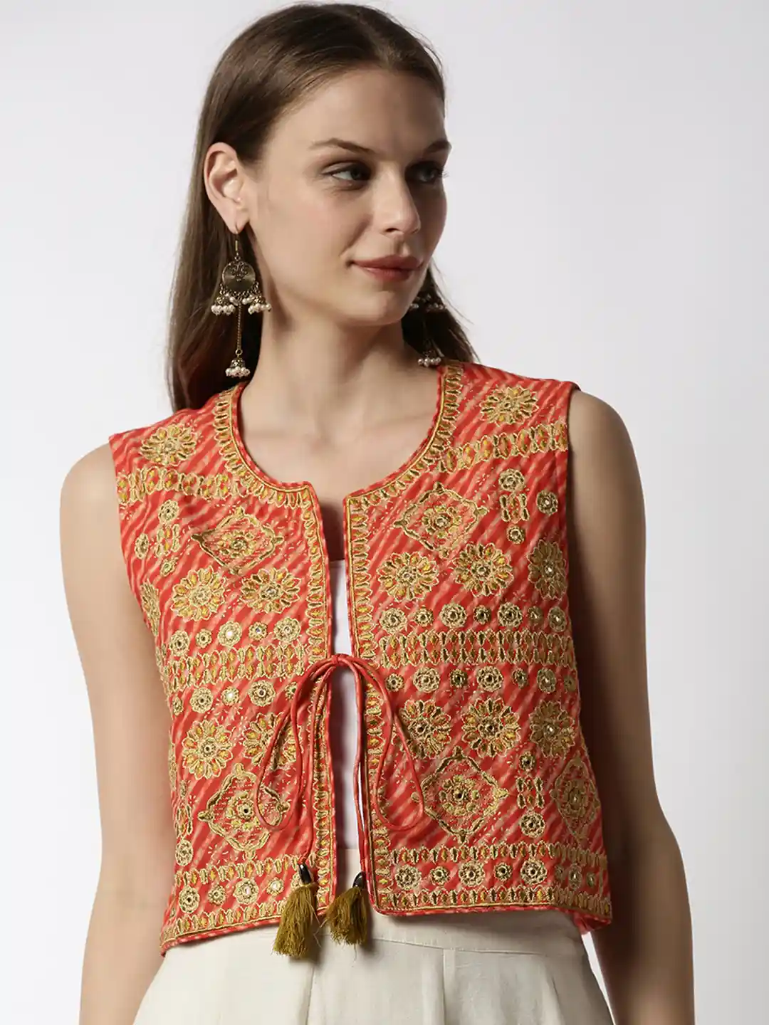 Buy Soch Women Black Grey Printed Embroidered Open Front Ethnic