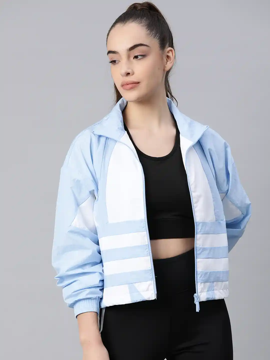 Buy ADIDAS Originals Women Blue White Striped Large Logo Track