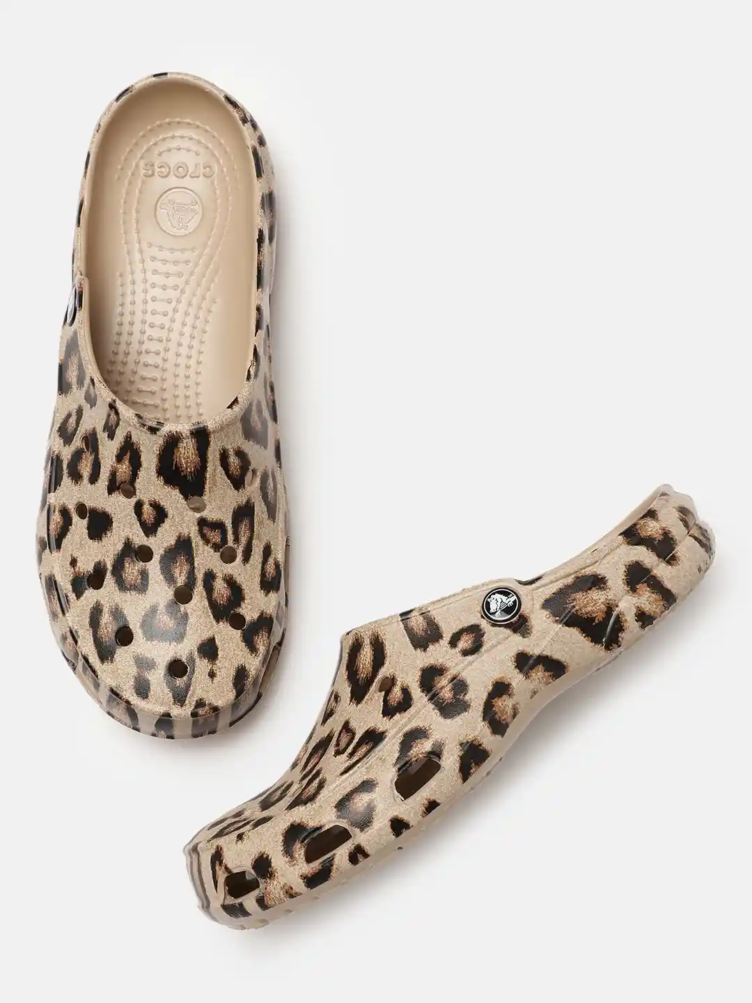 Buy Crocs Women Beige Leopard Printed Freesail Clogs Flip Flops