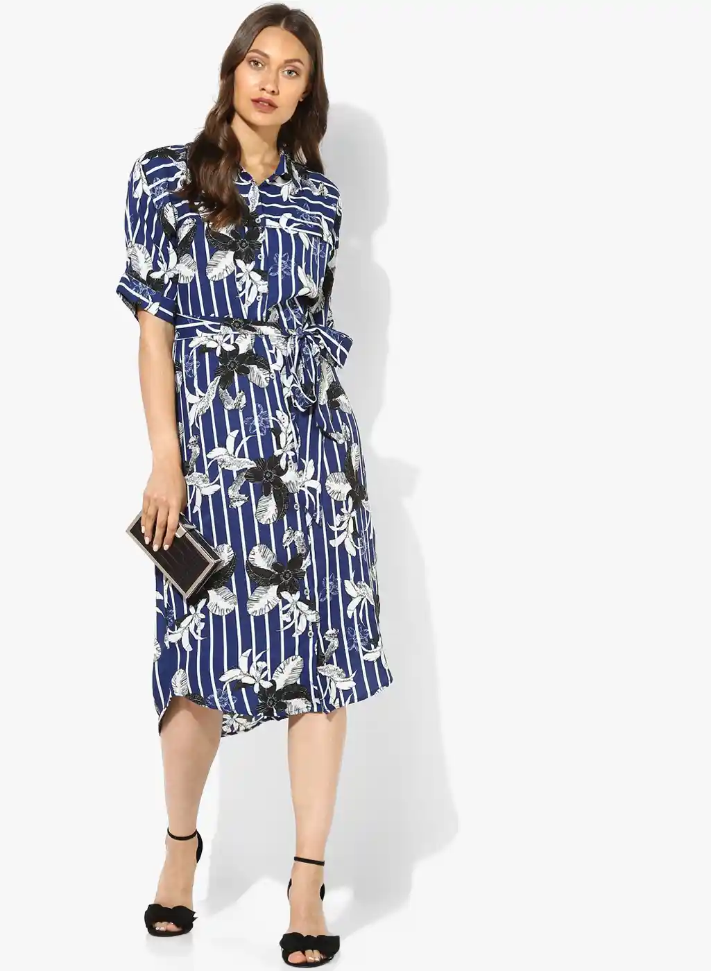 Buy MIAMINX Women Blue Printed Shirt Dress Dresses for Women