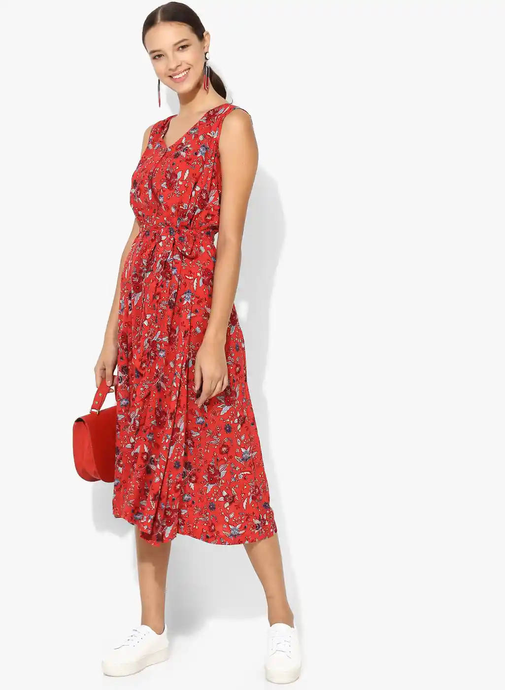 Buy MIAMINX Women Red Printed Fit and Flare Dress Dresses for