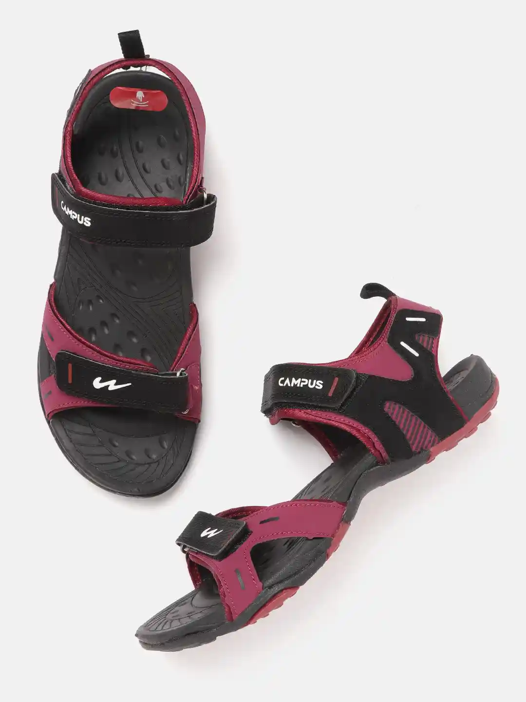 Buy Campus Men SD-053 Maroon Black Colourblocked Sports Sandals