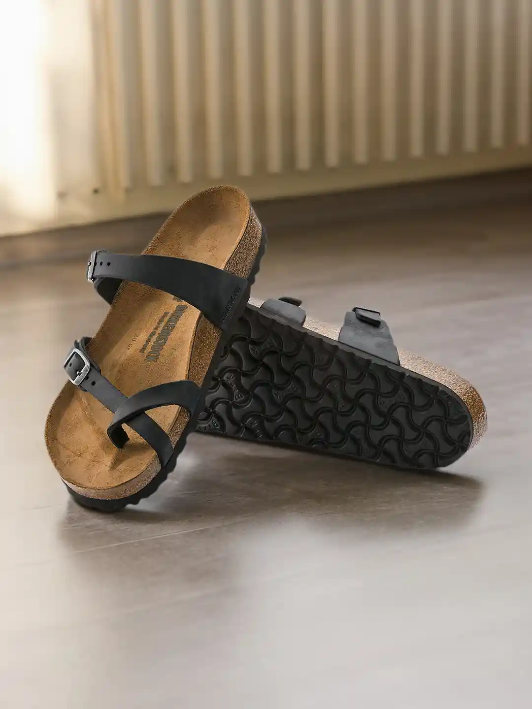 Birkenstock Mayari Black Regular Width Oiled Leather Thong Sandals