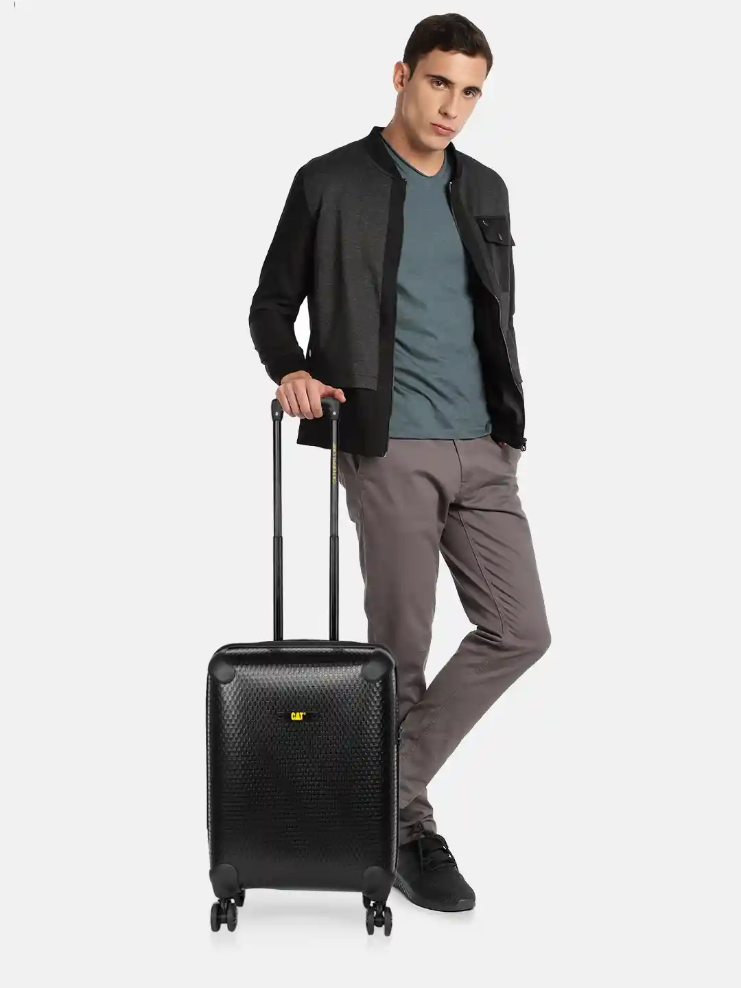 Buy CAT Black Hexagon Hardside Lightweight Cabin Trolley Suitcase