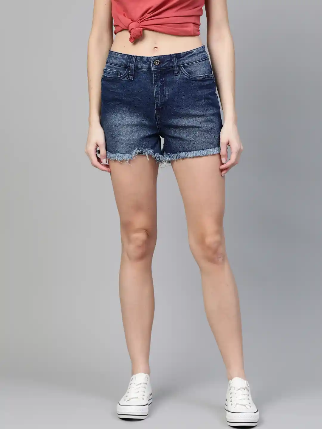 Buy The Roadster Lifestyle Women Frayed Denim Shorts Shorts