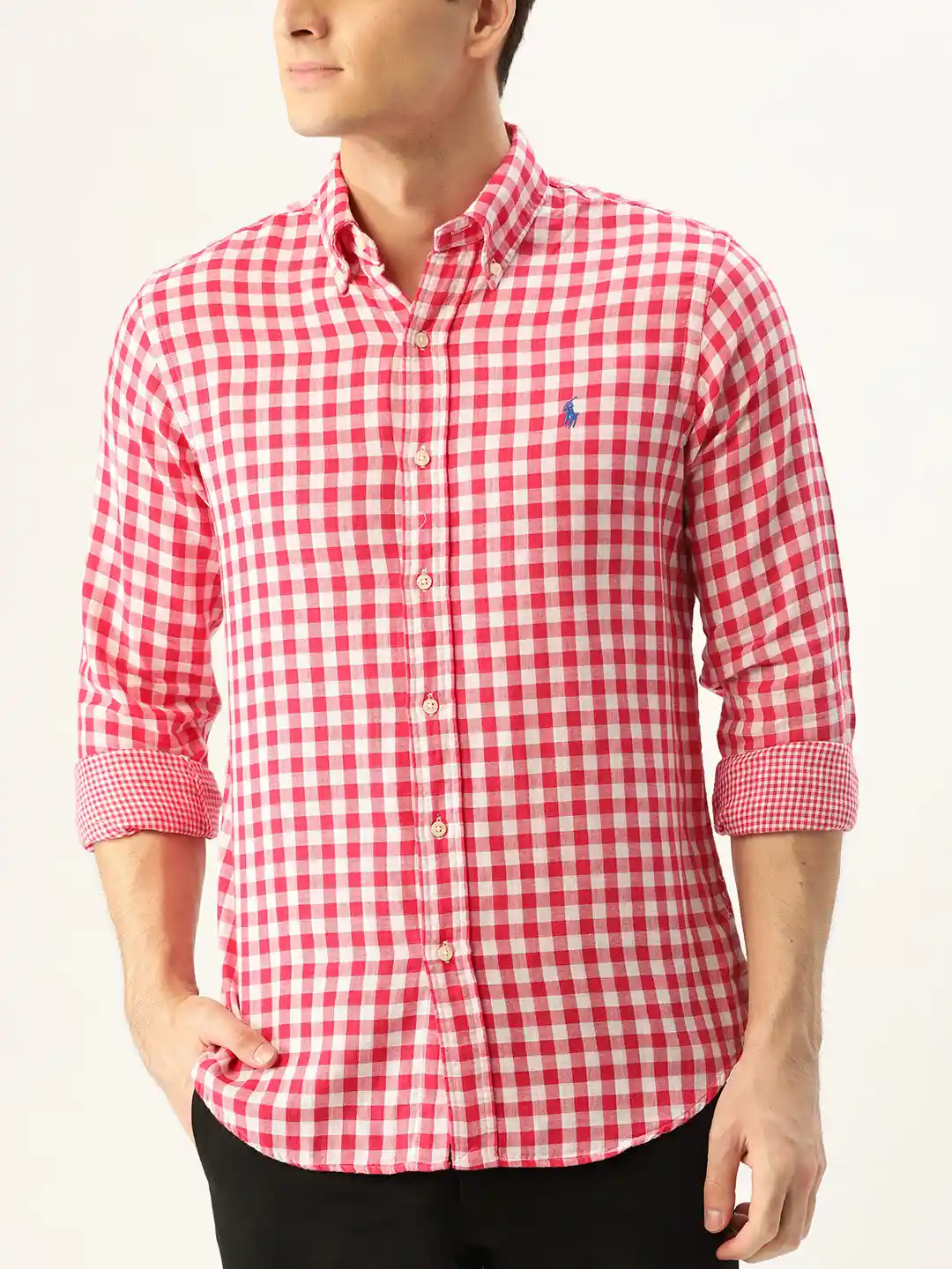 Buy Polo Ralph Lauren Men Red White Custom Fit Checked Casual