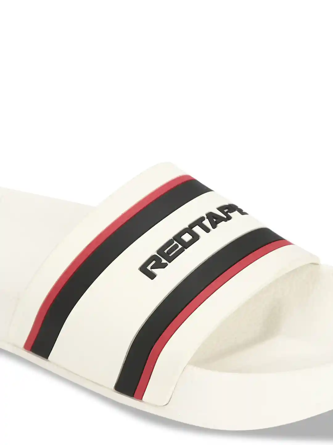Buy Red Tape Men White Red Striped Sliders Flip Flops for Men